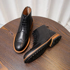 Men's Leather Wingtip Brogue Back-Zip Ankle Dress Boots