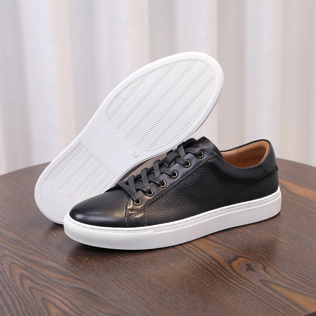 Men's Premium Pebbled Leather Burnished Sneakers
