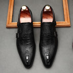 Men's Scaly Twin-Buckle Shoes: Fashion Elite-Groomsman Dress Shoes