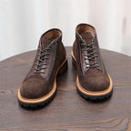 Men's Suede Leather-Trim Lug Sole Lace-Up Ankle Boots