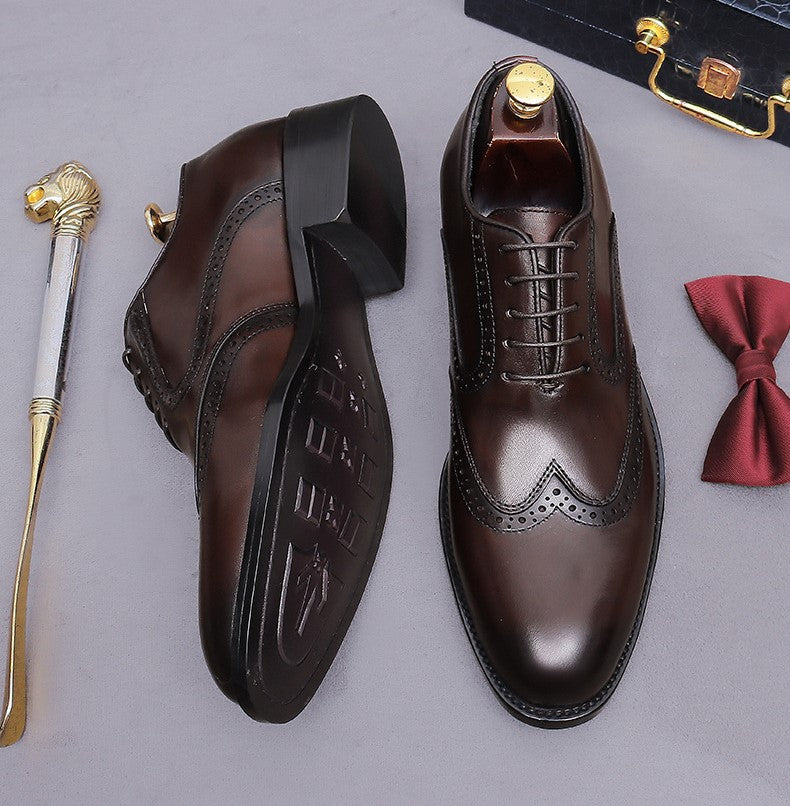 Men's Wingtip Brogue Chisel Toe Leather Oxfords