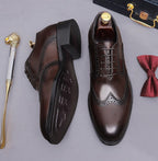 Men's Wingtip Brogue Chisel Toe Leather Oxfords