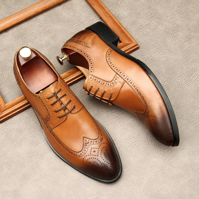 Brogue dress shoes for men Formal Lace-up Derby shoes
