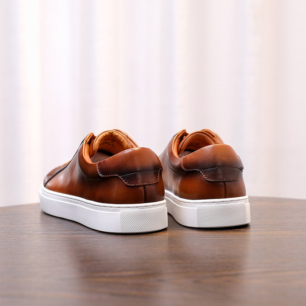 Men's Premium Gradient Patina Leather Sneakers