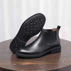 Men's Leather Plain Toe Elastic Gore Chelsea Dress Boots