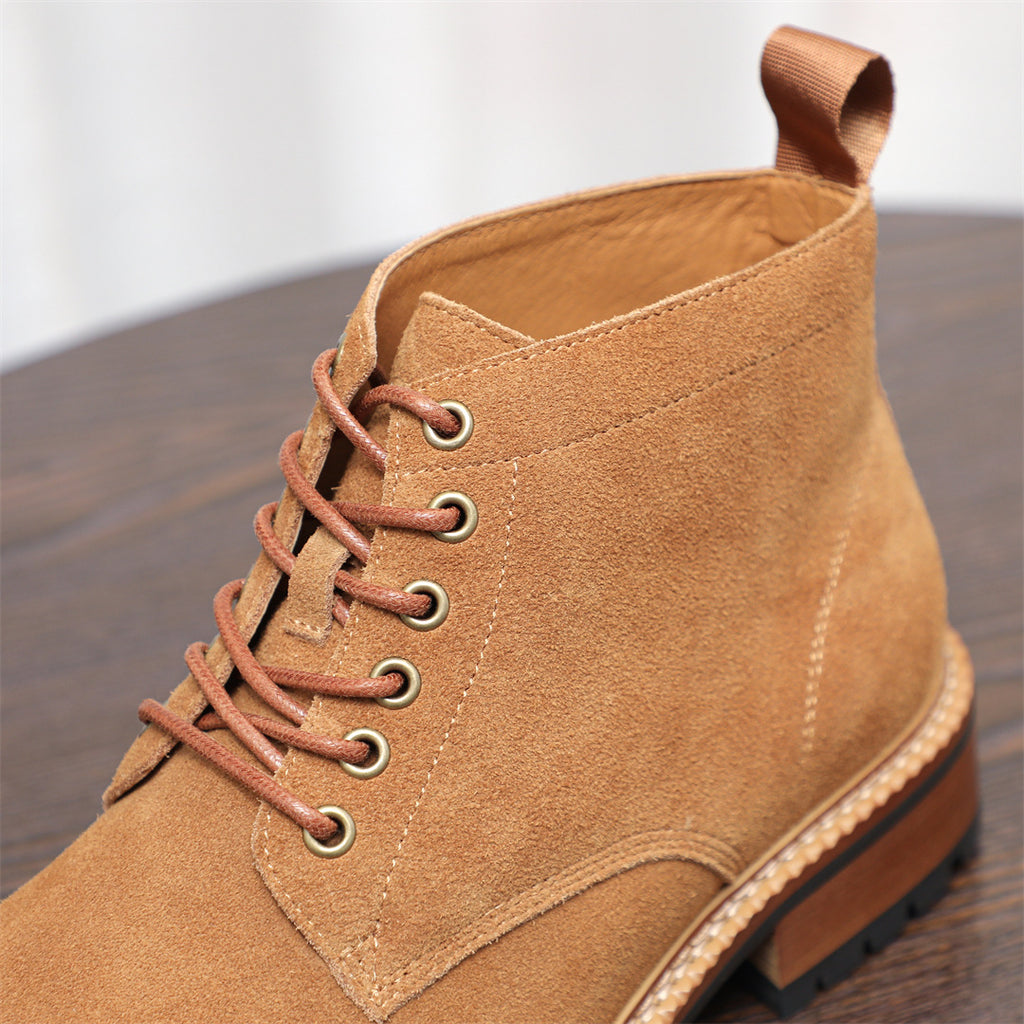 Cap Toe Suede Lug Sole Ankle Boots for Men