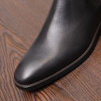 Pointed Plain Toe Leather Chelsea Boots for Men