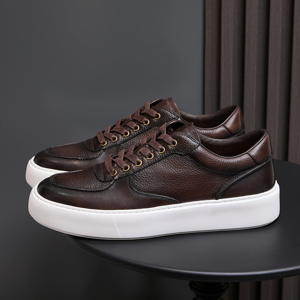 Men's Premium Patina Leather Dress Casual Sneakers