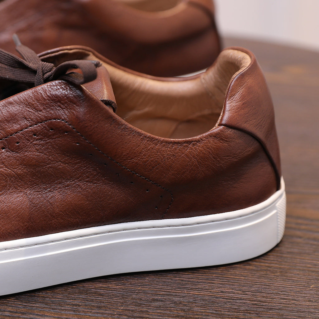 Men's Premium Seamless Patina Leather Sneakers