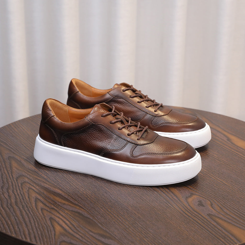 Men's Premium Pebbled Leather GAT Chunky Sneakers