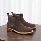 Round Plain Toe Suede Contrast-Welt Chelsea Boots for Men