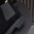 Pointed Plain Toe Suede Lug Chelsea Boots for Men