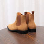 Men's Suede Chisel Plain Toe Elastic Chelsea Dress Boots