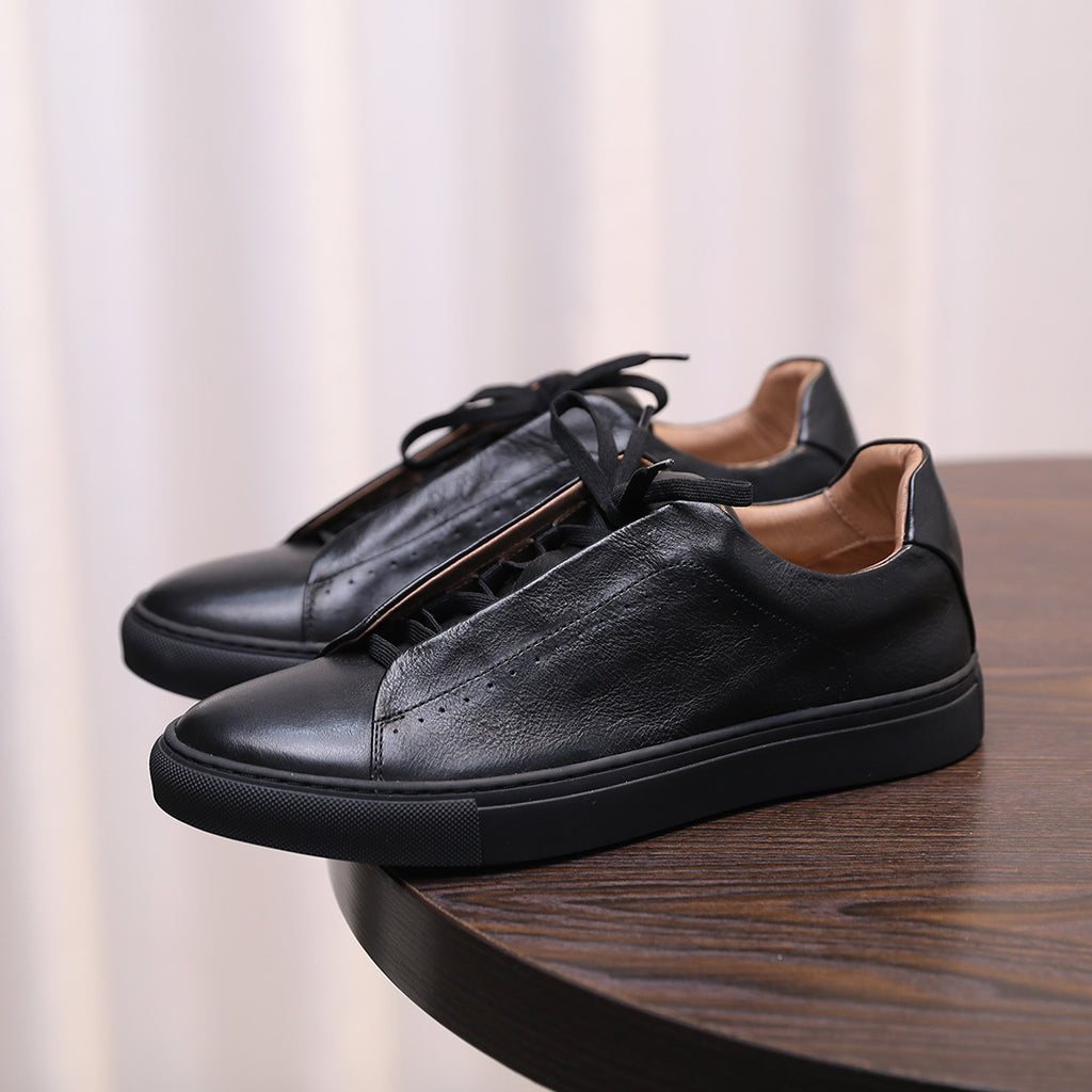 Men's Premium Seamless Patina Leather Sneakers
