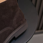 Men's Suede Plain Toe Stitched Welt Derby Ankle Boots