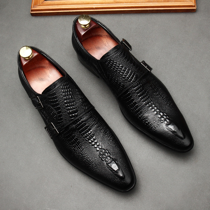 Men's Scaly Twin-Buckle Shoes: Fashion Elite-Groomsman Dress Shoes