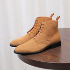 Men's Suede Chisel Plain Toe Lace-Up Ankle Dress Boots