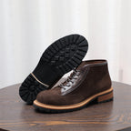 Men's Suede Leather-Trim Lug Sole Lace-Up Ankle Boots