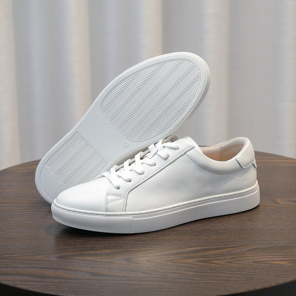 Men's Classic Triple-White Leather Low-Top Sneakers