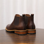 Round Plain Toe Leather Lug Chelsea Boots for Men