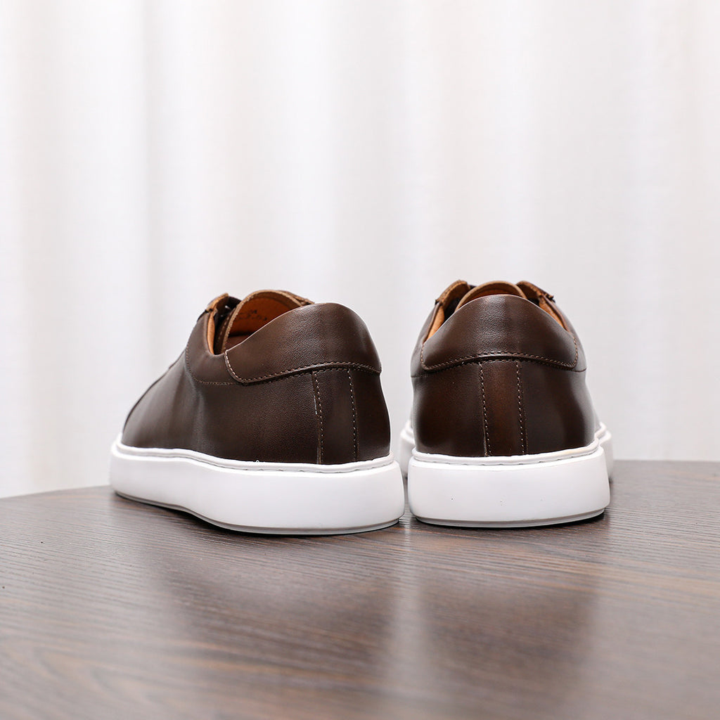 Men's Premium Minimalist Patina Leather Casual Sneakers