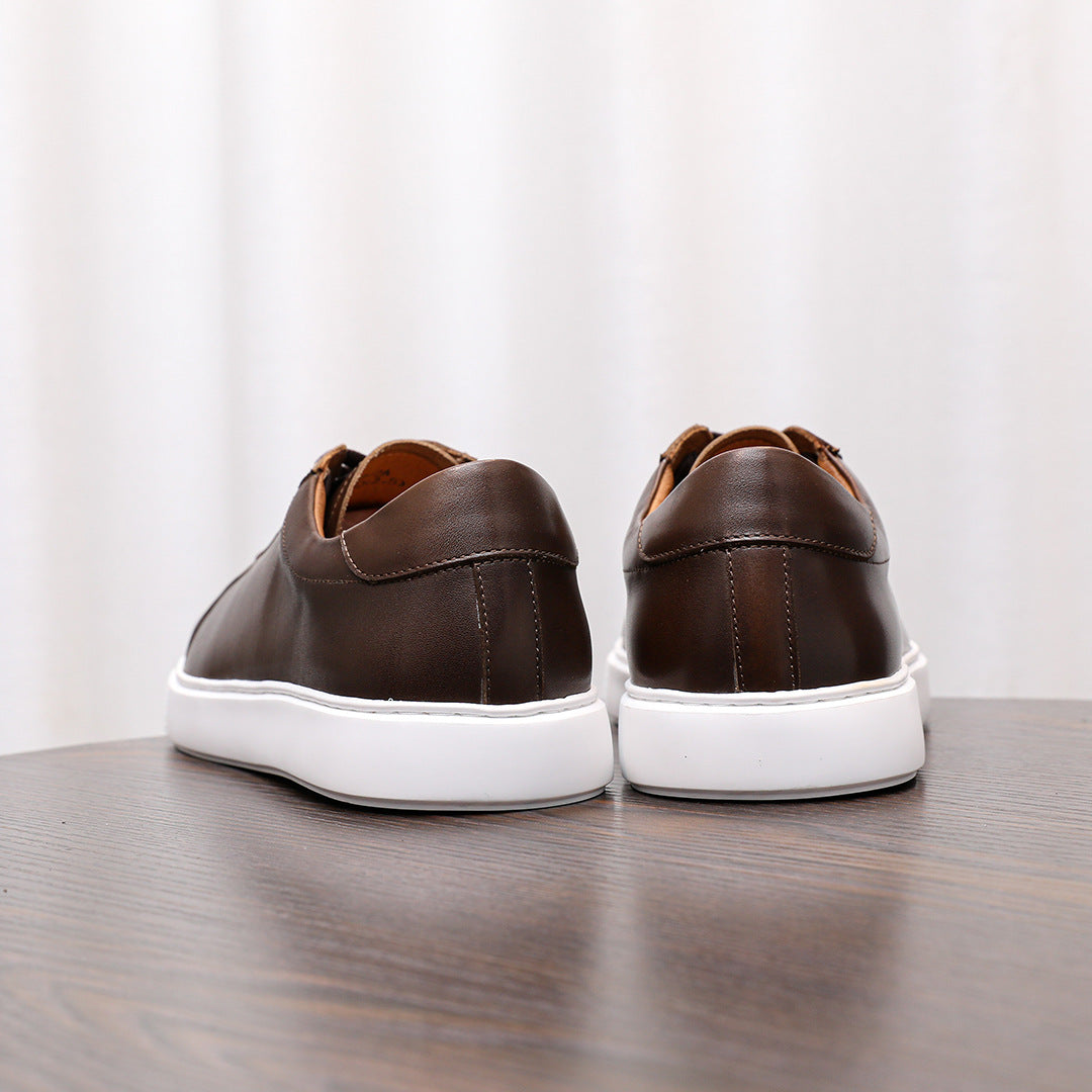 Men's Premium Minimalist Patina Leather Casual Sneakers