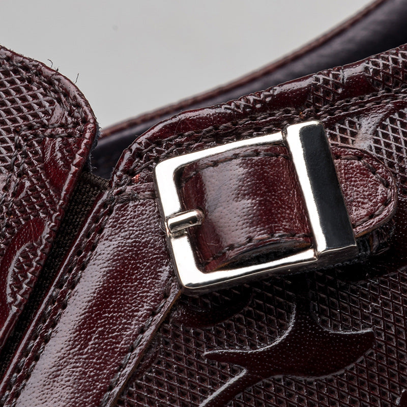 Engraving Monk Strap Formal Shoes For Men Business Casual - Bomeishoes