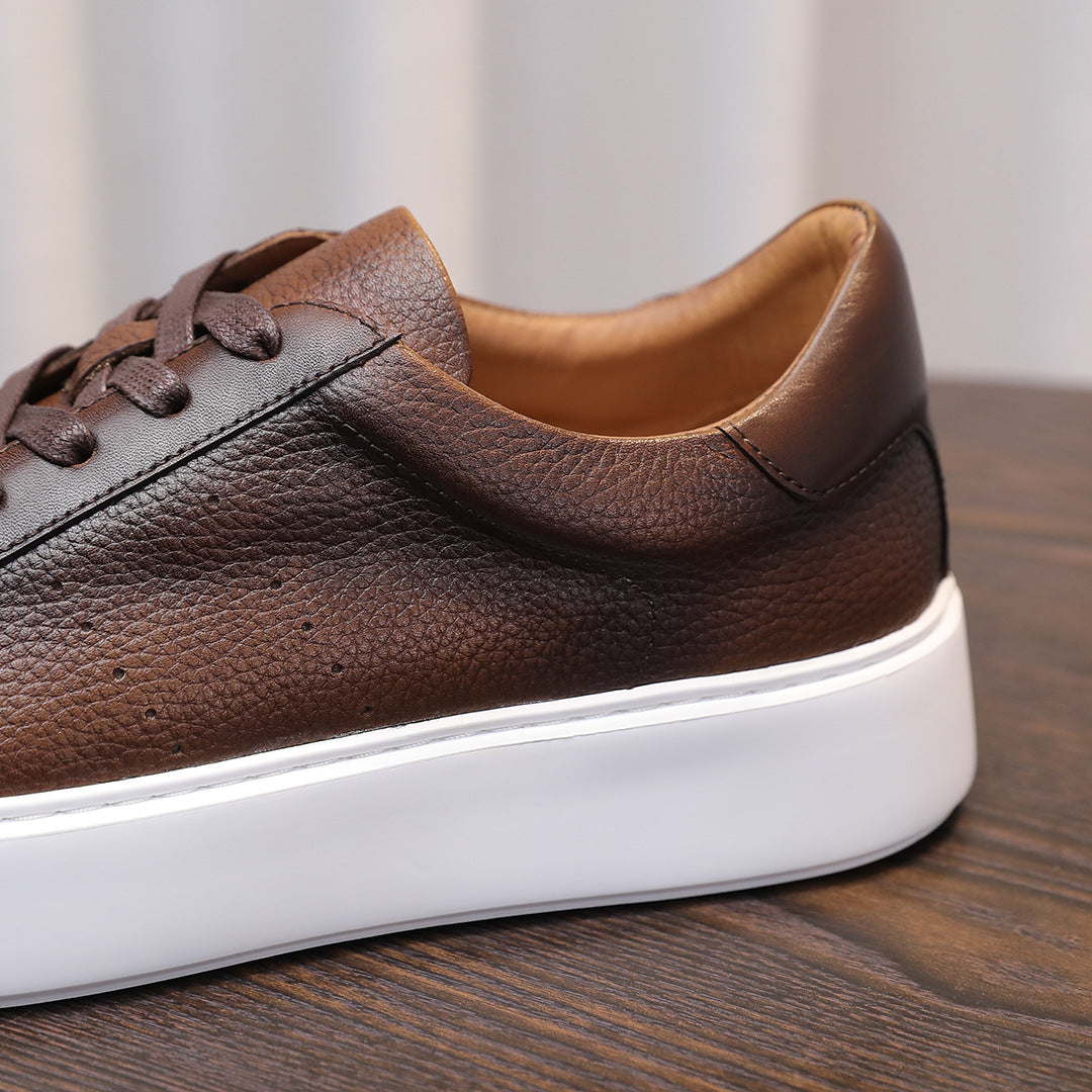 Men's Premium Pebbled Leather Classic Sneakers