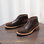 Men's Suede Leather-Trim Lug Sole Lace-Up Ankle Boots