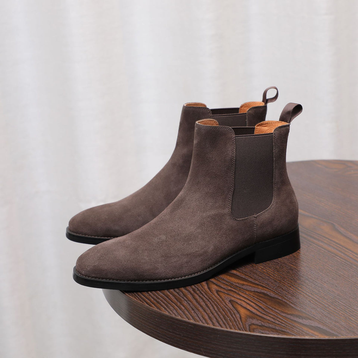 Men's Suede Chisel Plain Toe Elastic Chelsea Dress Boots