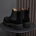 Pointed Plain Toe Suede Lug Chelsea Boots for Men