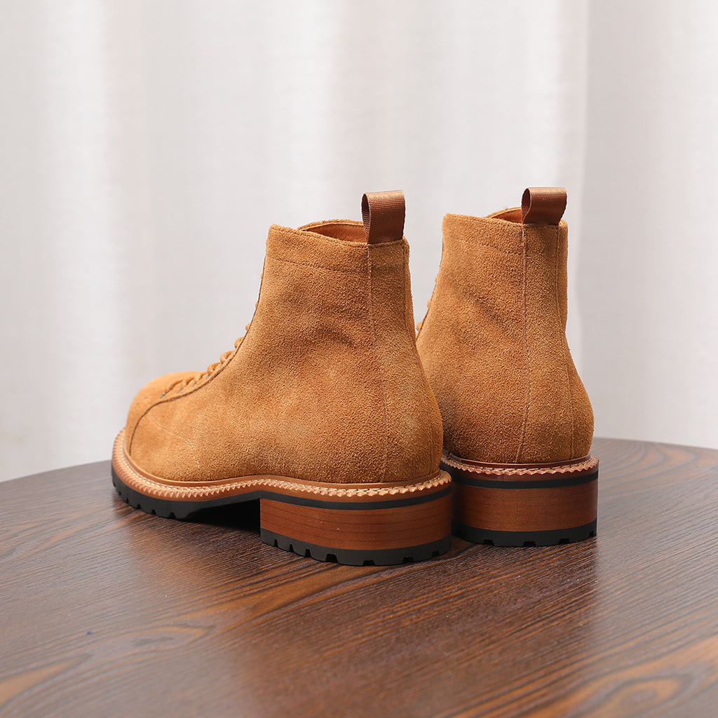 Lace-to-Toe Suede Lug Sole Boots for Men