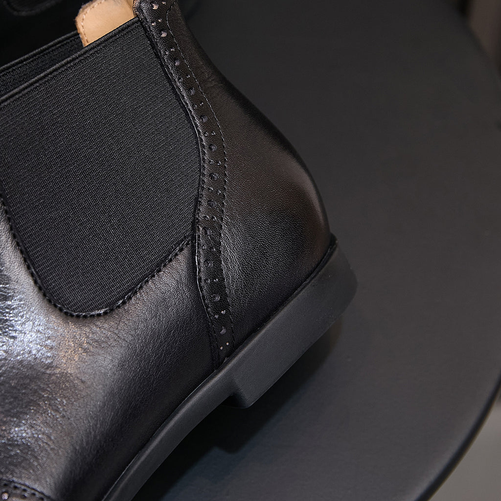 Wingtip Brogue Leather Chelsea Boots for Men