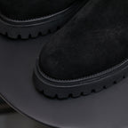 Round Plain Toe Suede Lug Chelsea Boots for Men