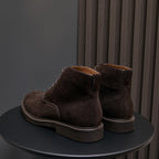 Men's Suede Plain Toe Stitched Welt Derby Ankle Boots