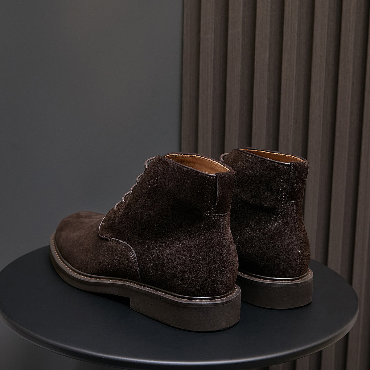 Men's Suede Plain Toe Stitched Welt Derby Ankle Boots