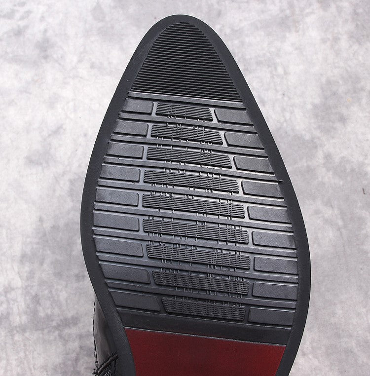 Men's black boot outsole with deep tread and thick sole edge