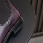 Burnished Leather Plain Toe Chelsea Boots for Men