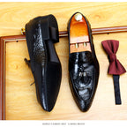 Men's Croc Embossed Tassel Leather Loafers