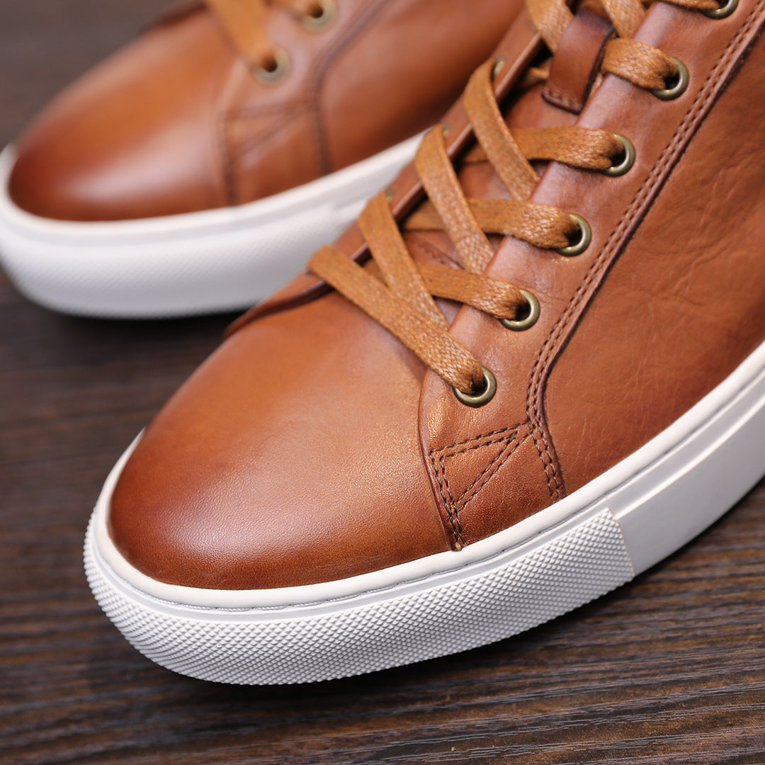 Men's Luxury Full-Grain Leather Low-Top Sneakers