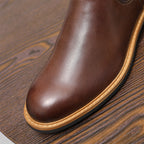 Men's Leather Contrast Welt Lug Sole Chelsea Dress Boots