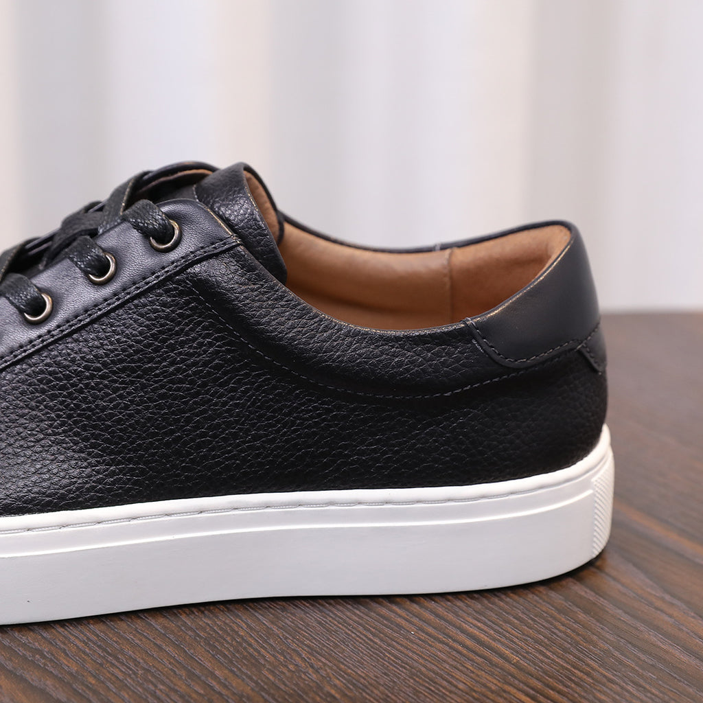 Men's Premium Pebbled Leather Burnished Sneakers