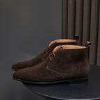 Men's Suede Chisel Plain Toe Lace-Up Chukka Dress Boots