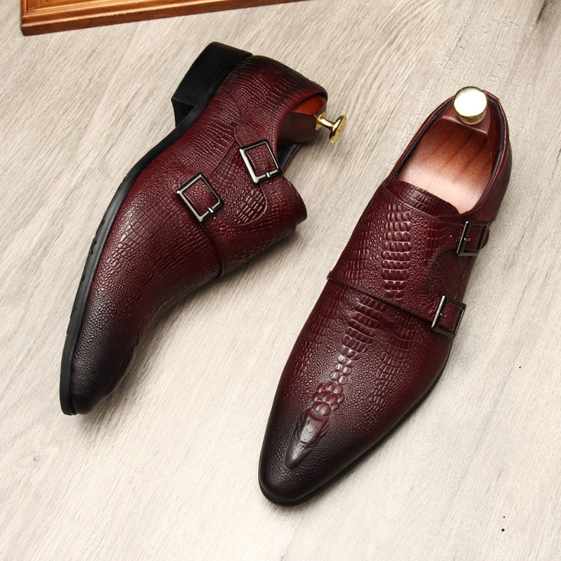 Men's Scaly Twin-Buckle Shoes: Fashion Elite-Groomsman Dress Shoes