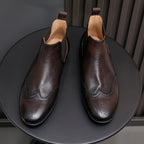 Wingtip Brogue Leather Chelsea Boots for Men
