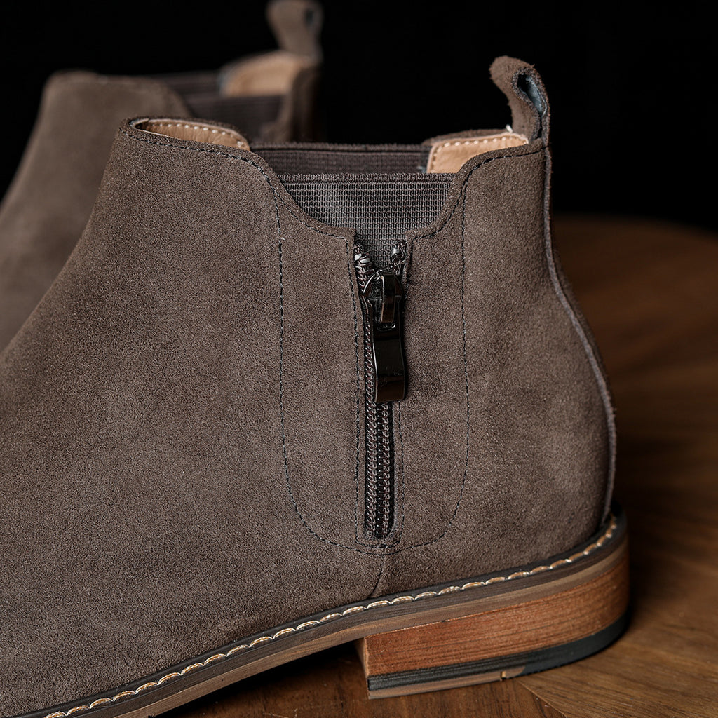 Men's Suede Plain Toe Side-Zip Chelsea Ankle Boots