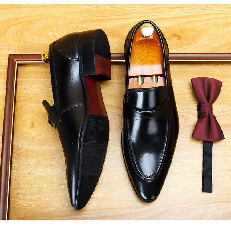 Men's Vintage Pointed Toe Slip-On Leather Loafers
