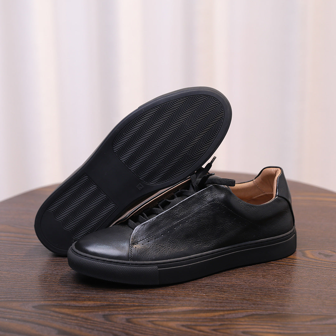 Men's Premium Seamless Patina Leather Sneakers