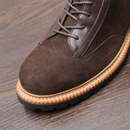 Men's Suede Leather-Trim Lug Sole Lace-Up Ankle Boots