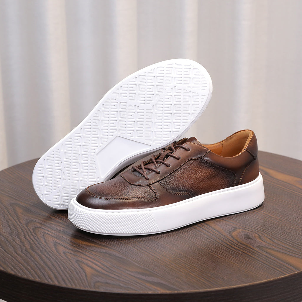 Men's Premium Pebbled Leather GAT Chunky Sneakers